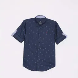 Allen Solly Kids Navy Printed Slim Fit Shirt-picture-6