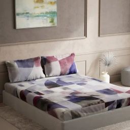 DDecor Abstract Purple 145 TC Cotton King Bedsheet with 2 Pillow Covers-picture-42