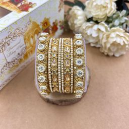 Wedding Chuda by Hitesh Bangles Set Of 16 Stone Studded & Beaded Bangles image 3