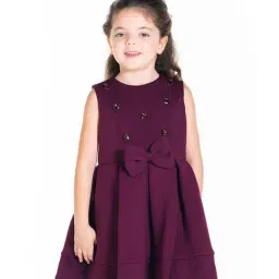 Cherry Crumble By Nitt Hyman Kids Maroon Embellished Dress-image-81