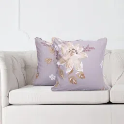 SWAYAM Set of 2 Printed 160 TC Pure Cotton Brown,White Ethnic Motif Cushion Cover-26