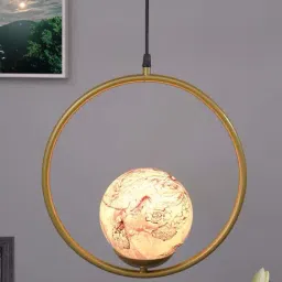Homesake Exclusive Red & Golden Metal Round Lampshade with Pendant Indoor Hanging Light - Set of 1-image-66