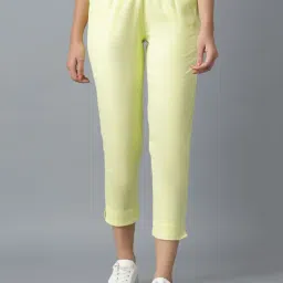 Elleven Lime Yellow Flat Front Trousers-image-41
