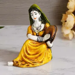 eCraftIndia Colorful Rajasthani Lady Playing Musical Instrument Handcrafted Decorative Polyresin Showpiece-image-58