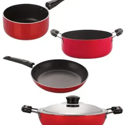Nirlon Red Aluminium Non- Stick Cookware - Set of 4-48