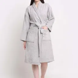 Creeva Luxury Grey Cotton 400 GSM Medium Bathrobe-image-18