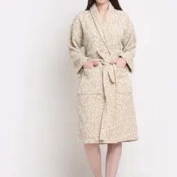 Creeva Luxury Beige Cotton 400 GSM Medium Bathrobe-image-28