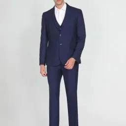 Arrow Navy Regular Fit Notch Lapel Three Piece Suit-image-61