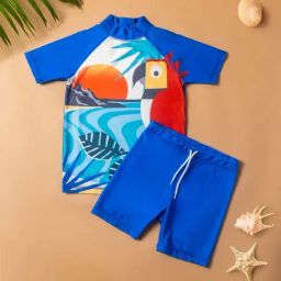 Baby Moo Kids Blue & Red Printed Swimming Set-image-9
