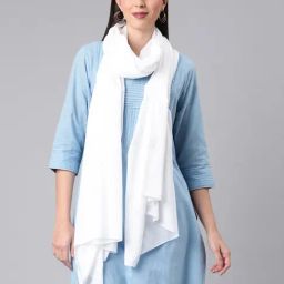 Twinbirds White Cotton Duppatta-39