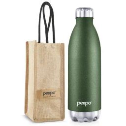 Pexpo Green Stainless Steel Electro Vacuum Insulated Flask Water Bottle with Jute Bag (1500 ml)-10