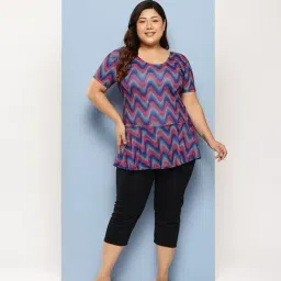 Aarika Blue Nylon Printed Short Sleeves Swimsuit With Goggles-image-14