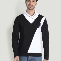 Black Collection Men Colourblocked V-Neck T-shirt-image-37