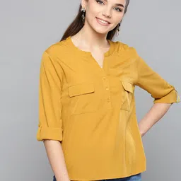 Harpa Women Mustard Yellow Solid Top-picture-10