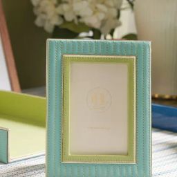 Pure Home and Living Blue & Green Stitched Faux Leather Photoframe (Small)-image-87