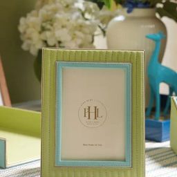 Pure Home and Living Green & Blue Stitched Faux Leather Photoframe (Medium)-image-101
