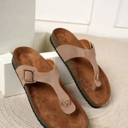Mozafia Women's Brown T-Strap Sandals-image-77