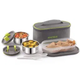 Magnus Grey Stainless Steel Steam Lock Airtight Container Lunch Boxes Set - Set of 6-37
