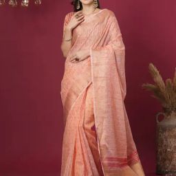 Satrani Pink Cotton Silk Woven Saree With Unstitched Blouse-image-43