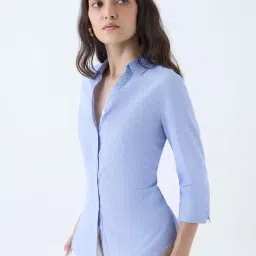 Wardrobe by Westside Blue Stripe Printed Shirt-picture-19