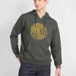 U.S. Polo Assn. Denim Co. Dark Olive Regular Fit Printed Hooded Sweatshirt-image-28