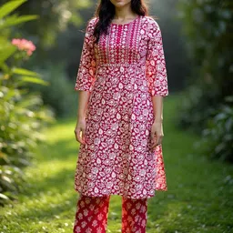 Rangita Women Floral Embroidered Kurta with Trousers-image-57