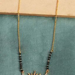 Abdesigns Gold-Plated Black Beaded American Diamond Mangalsutra-image-80