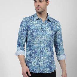 Numero Uno Blue Slim Fit Printed Shirt-image-54