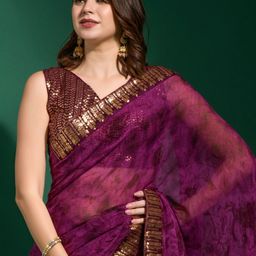 Sangria Embellished Tie and Dye Saree With Matching Blouse-39
