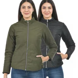 NUMERO UNO Olive & Black Regular Fit Reversible Jacket-image-3