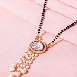 Abdesigns Gold-Plated Black Beaded Kundan Polki Diamond Mangalsutra-19