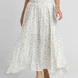 Forever 21 White Printed Maxi Skirt-image-53