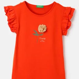 United Colors of Benetton Kids Orange Applique Top-picture-0