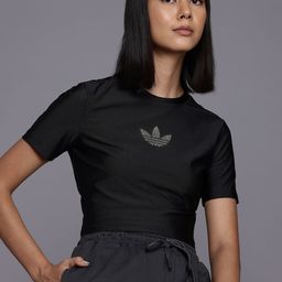 ADIDAS Originals Rhinestone Trefoil Crop T-shirt-image-63