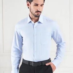 Louis Stitch Blue Cotton Regular Fit Texture Shirt-image-53