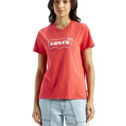 Levi's Red Cotton Regular Fit Logo Printed Top-picture-22