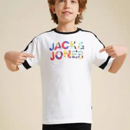 Jack & Jones Junior Boys White Logo Print Oversized T-shirt-image-71