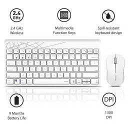 Rapoo K8000M White Color Multi-Mode Wireless Keyboard and Mouse (Set of 2 Piece) image 3