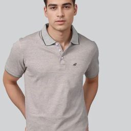 Lux Nitro Grey Cotton Regular Fit Texture Polo T-Shirt-image-76