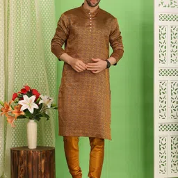 Sydney Heights Floral Woven Design Mandarin Collar Straight Kurta With Churidar-picture-54