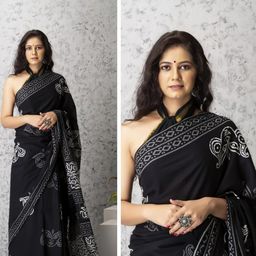 Pinkcity Trade World Black Pure Cotton Ikat Sarees-picture-26