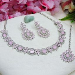 VATSALYA creation Rhodium-Plated Artificial Stones Alloy Jewellery Set-image-46