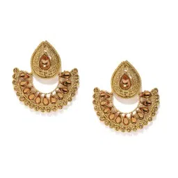 Zaveri Pearls Yellow Alloy Chand Bali Earrings-4