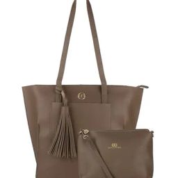 Gio Collection Brown Tassel Tote with Pouch-image-53