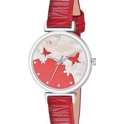 VIRAKTI Women Brass Printed Dial & Leather Bracelet Style Straps Analogue Watch F-95-RED-A-image-71