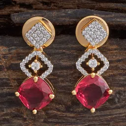 Kushal's Fashion Jewellery Rhodium-Plated Square Zircon Drop Earrings-45