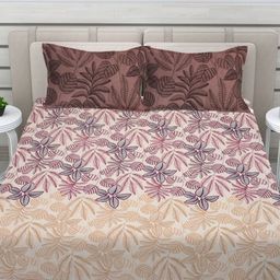 Myntra Elegant Homes Pink & Brown Floral Printed 300 TC King Bedsheet Set 2.7 m x 2.7 m-image-97