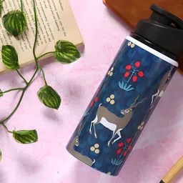 PENTADECO Blue & Grey Single Aluminium Printed Water Bottle-image-47