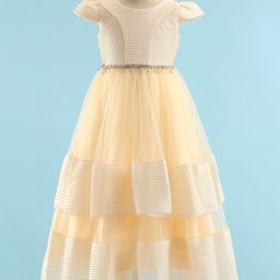 Mark & Mia Cap Sleeve Party Gown Solid Colour - Peach-picture-9