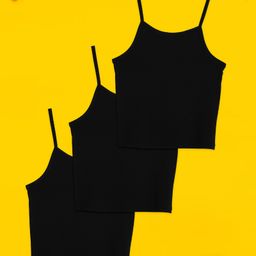 XY Life Pack Of 3 Sleeveless Solid Slips - Black-image-73